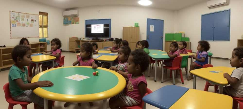 Crianças engajadas em atividades de alfabetização lúdica, utilizando jogos e materiais educativos em sala de aula.
