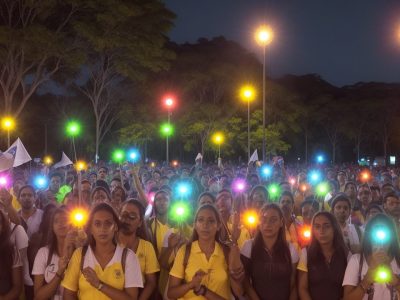 Ilustração de pessoas unidas, representando movimentos sociais, impactando o setor público e interagindo com um curso online sobre o tema.