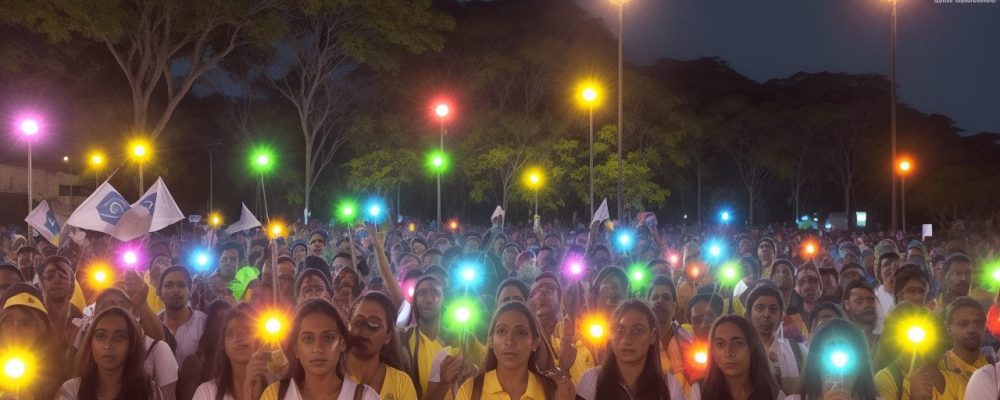 Ilustração de pessoas unidas, representando movimentos sociais, impactando o setor público e interagindo com um curso online sobre o tema.