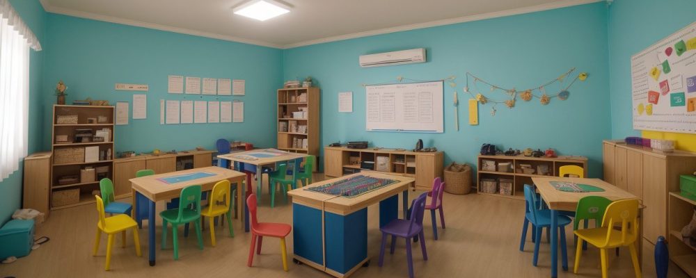 Crianças participam ativamente de aulas de musicalização, aprendendo teoria musical de forma divertida e interativa em sala de aula.