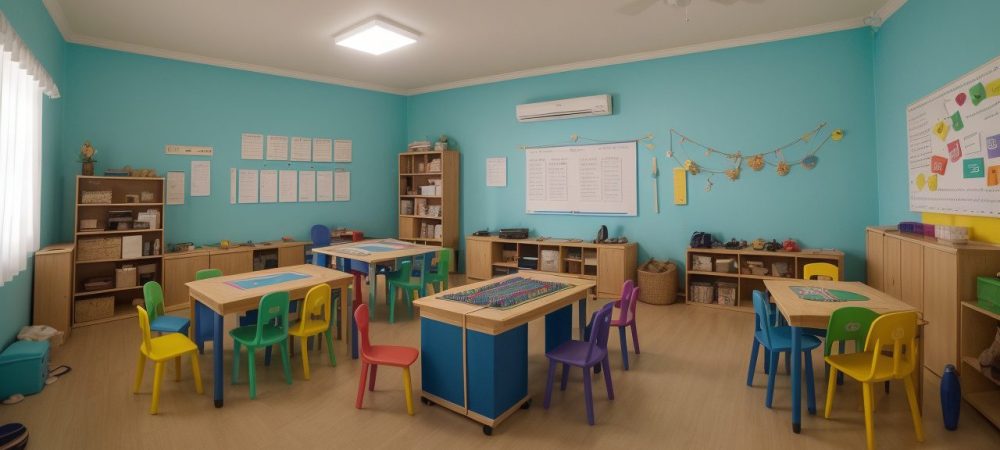 Crianças participam ativamente de aulas de musicalização, aprendendo teoria musical de forma divertida e interativa em sala de aula.