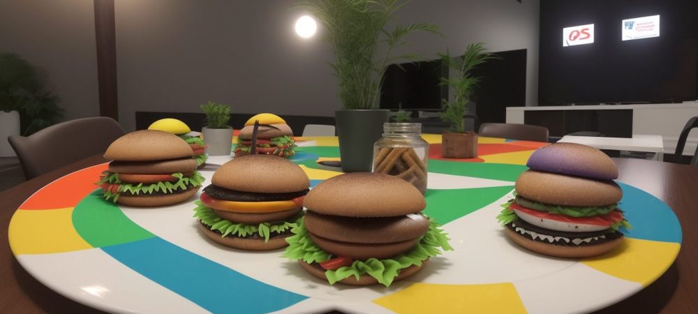 Representação de habilidades de negociação em compras, com pessoas interagindo e gráficos de sucesso