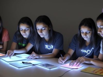 Representação visual de um curso de neurociências aplicado, com foco em educação e comportamento humano.