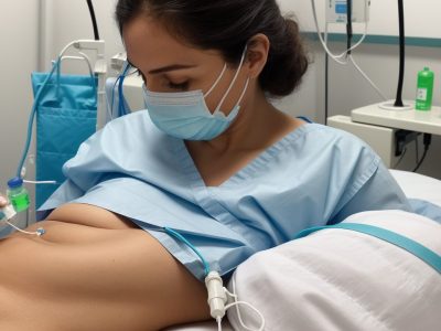 Médicos e enfermeiros administrando nutrição parenteral em um paciente em ambiente hospitalar, garantindo suporte nutricional vital