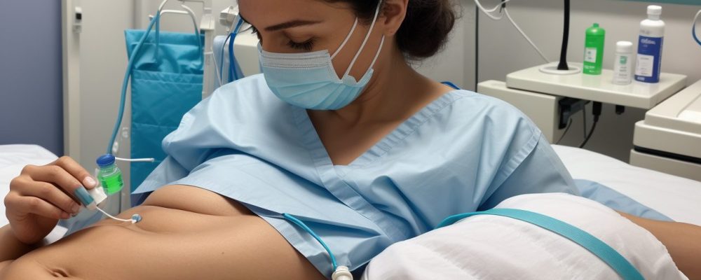 Médicos e enfermeiros administrando nutrição parenteral em um paciente em ambiente hospitalar, garantindo suporte nutricional vital