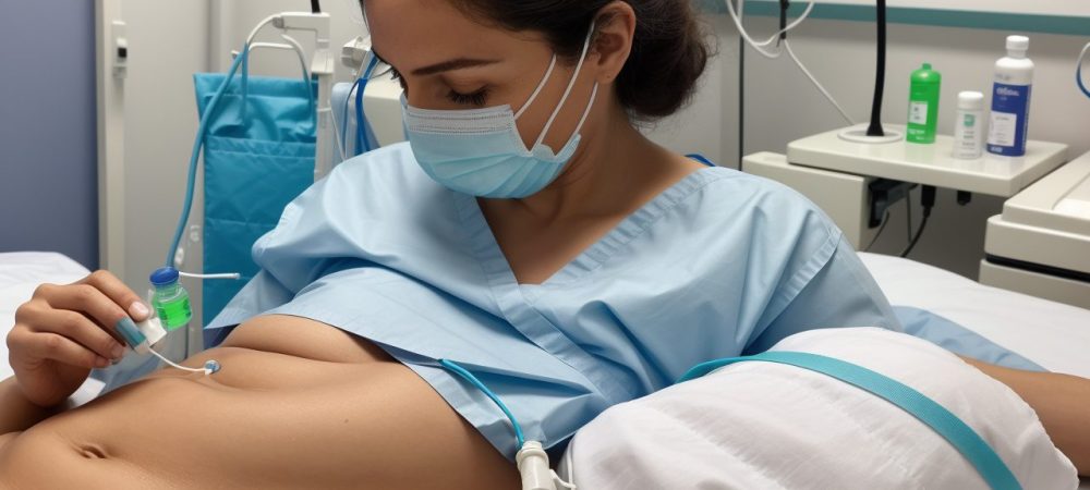 Nutrição Parenteral: Pacientes Recebendo Cuidados em um Ambiente Hospitalar Médicos e enfermeiros administrando nutrição parenteral em um paciente em ambiente hospitalar, garantindo suporte nutricional vital