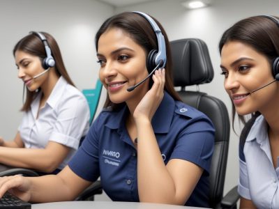 Imagem de um operador de telemarketing atendendo a um cliente, mostrando empatia e comunicação clara, em um ambiente profissional e acolhedor.
