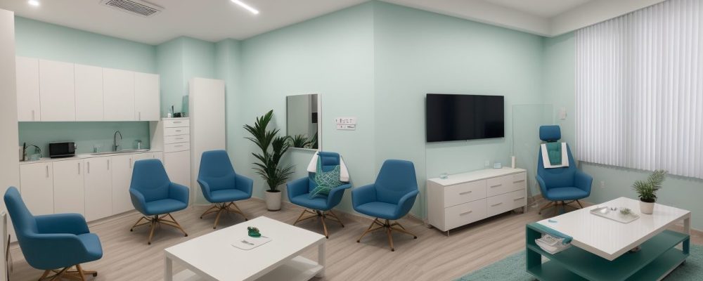 Optometrista realizando exame de visão com equipamentos modernos em consultório claro e acolhedor, representando optometria e cuidados com a saúde ocular.