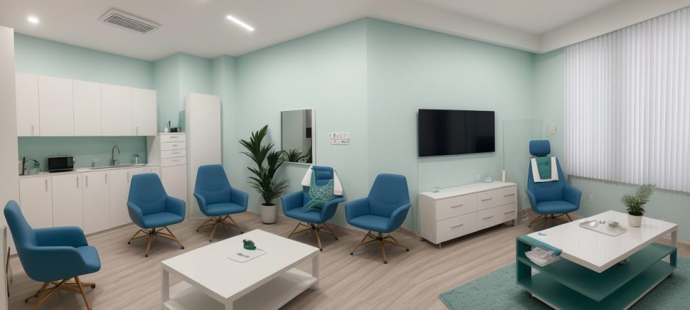 Optometrista realizando exame de visão com equipamentos modernos em consultório claro e acolhedor, representando optometria e cuidados com a saúde ocular.