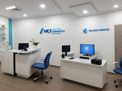 Imagem de um optometrista realizando um exame visual em um consultório moderno, com equipamentos de optometria e um paciente concentrado.