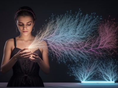 Imagem mostrando uma pessoa confiante falando em público, usando técnicas de oratória e habilidades de comunicação eficazes.