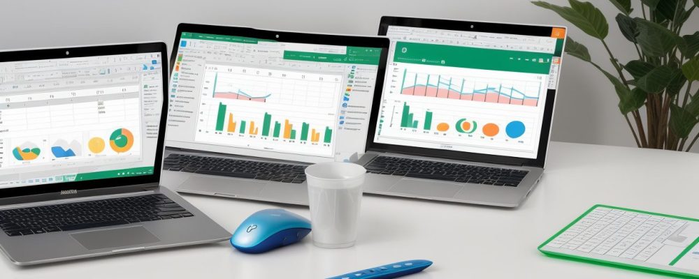 Imagem mostrando as ferramentas Word, Excel e PowerPoint do Pacote Office 2020, com foco em produtividade e otimização do trabalho diário.