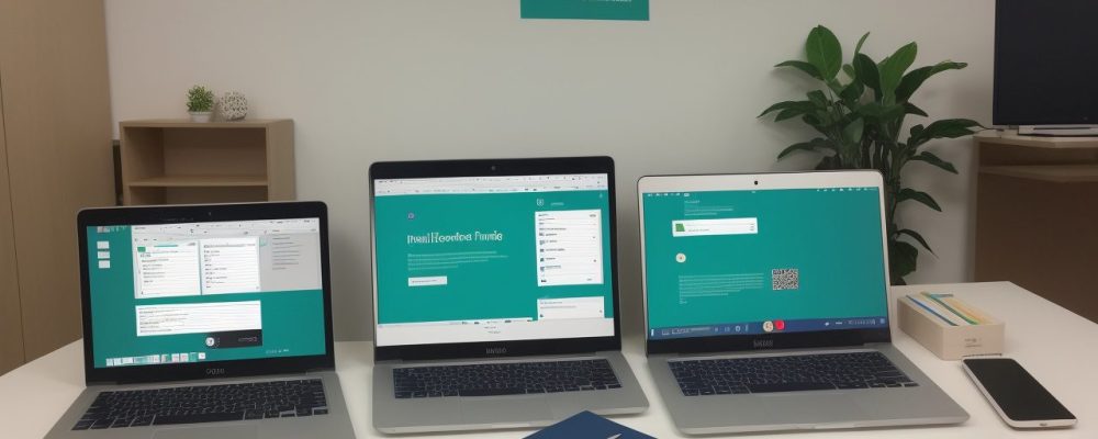 Ilustração de um profissional utilizando o Pacote Office, com foco em Excel, Word e PowerPoint, e banners de 'curso online de pacote office' e 'inscrição no curso'