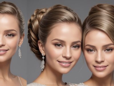 Imagem de um profissional de beleza demonstrando técnicas de penteados modernos, com foco em penteados para noivas e festas.