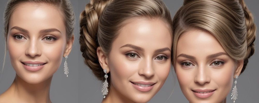 Imagem de um profissional de beleza demonstrando técnicas de penteados modernos, com foco em penteados para noivas e festas.