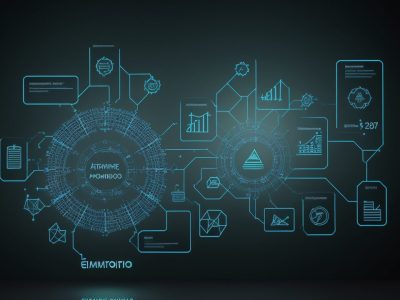 Visualização de um sistema de controle de compras e estoques em ação, com gráficos e elementos visuais que representam o planejamento e a gestão eficiente.