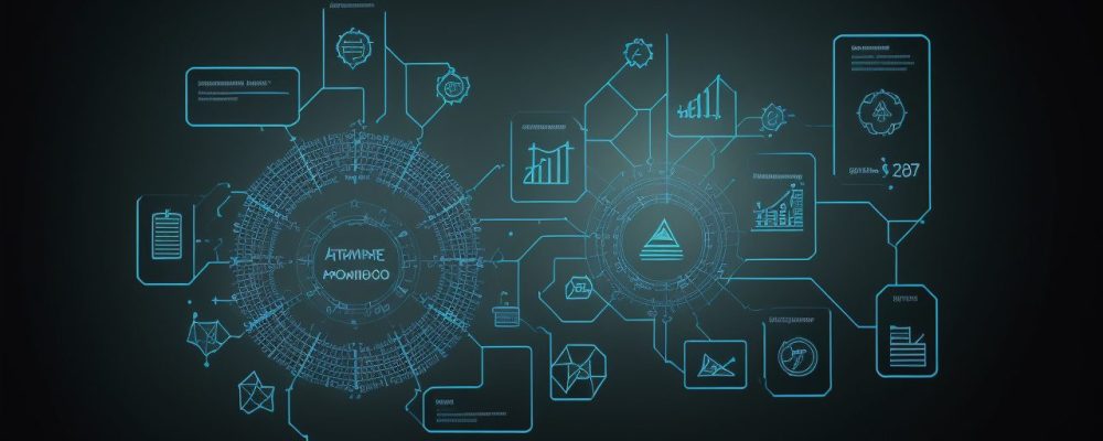 Visualização de um sistema de controle de compras e estoques em ação, com gráficos e elementos visuais que representam o planejamento e a gestão eficiente.