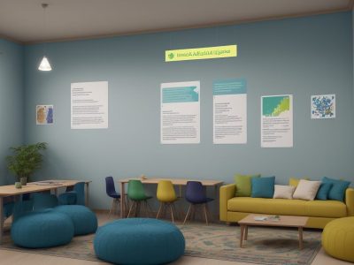 Professor elaborando plano de aula com recursos visuais em ambiente educacional moderno e inspirador. Otimização do planejamento de ensino.