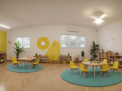 Educadora planejando atividades lúdicas e interativas em sala de aula, com foco em plano de aula educação infantil.