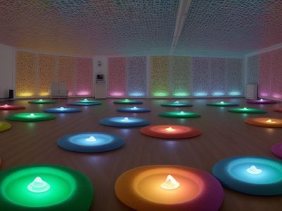 Crianças trabalhando em um plano pedagógico BNCC em uma sala de aula moderna e vibrante, com foco em mapas mentais e aprendizado colaborativo