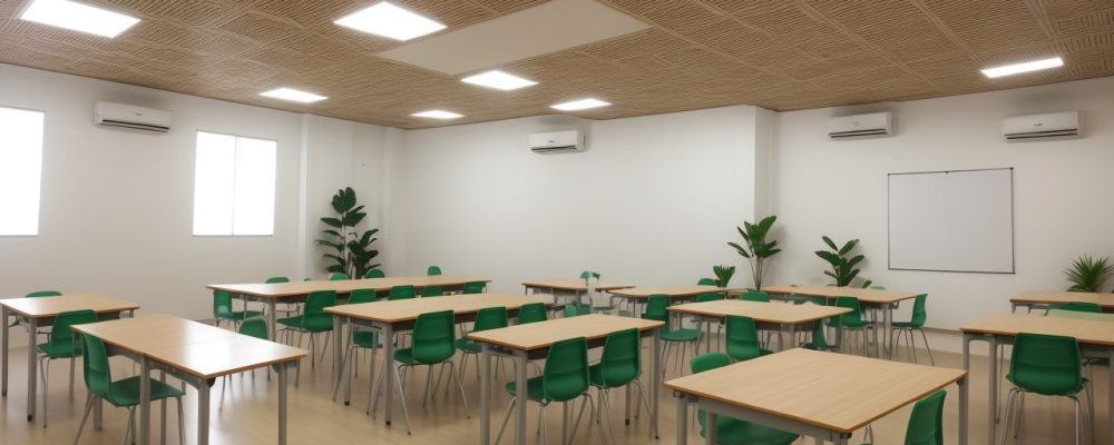 Professor elaborando plano de ensino em sala de aula, com foco em engajamento e resultados positivos para os alunos.