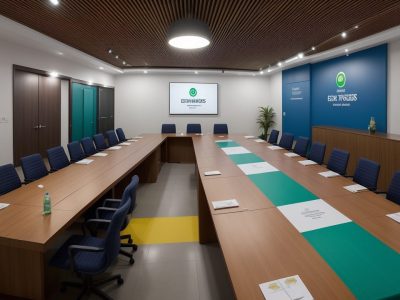 Representação visual de uma audiência pública sobre o poder legislativo, com cidadãos engajados discutindo projetos de lei.