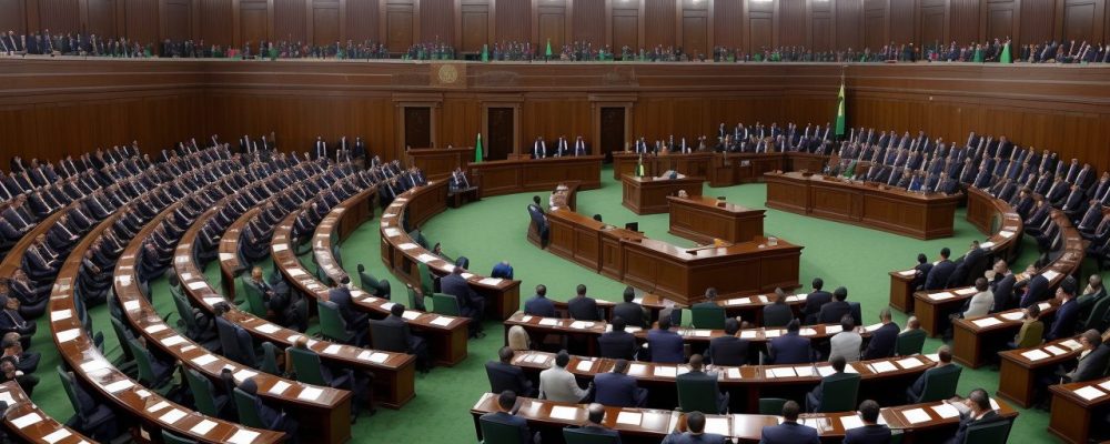 Congresso Nacional em atividade, representando o Poder Legislativo no Brasil, com foco em projetos de lei e fiscalização.