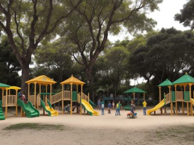 Representação visual de políticas públicas impactando positivamente a comunidade, com foco no Brasil, mostrando transformação e progresso.