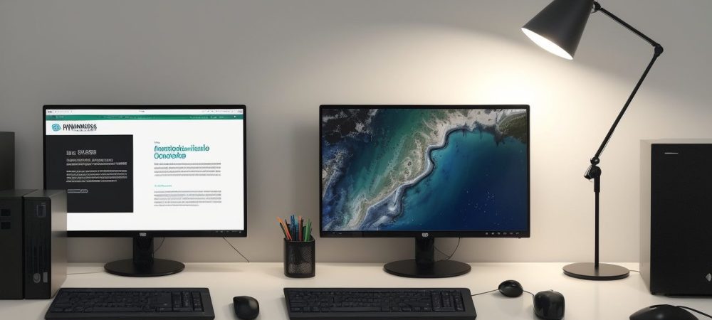 PowerPoint Design: Criando Apresentações Impactantes Uma pessoa projetando slides de PowerPoint em um ambiente moderno, com foco em design e apresentação.