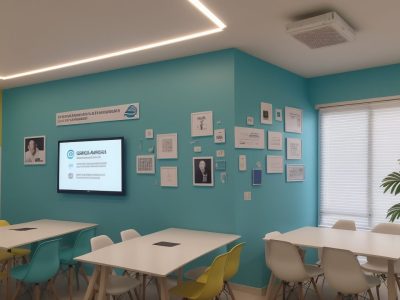 Design de apresentação de PowerPoint com elementos visuais e estruturação de conteúdo para sucesso