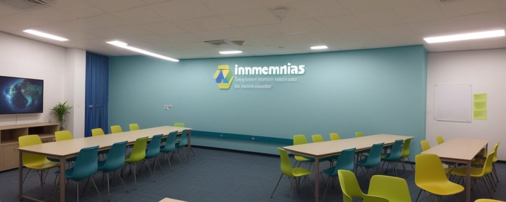 Sala de aula moderna com metodologia ativa em prática, promovendo a interação e engajamento dos alunos.