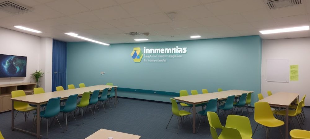 Sala de aula moderna com metodologia ativa em prática, promovendo a interação e engajamento dos alunos.