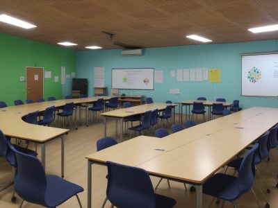 Professor em sala de aula EJA aplicando práticas pedagógicas inovadoras e atividades dinâmicas, promovendo a participação dos alunos.