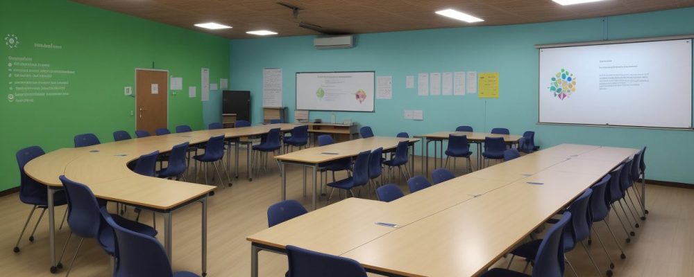 Professor em sala de aula EJA aplicando práticas pedagógicas inovadoras e atividades dinâmicas, promovendo a participação dos alunos.