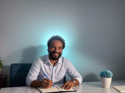 Candidato confiante durante entrevista de emprego, aplicando dicas e estratégias de preparação para se destacar no processo seletivo.