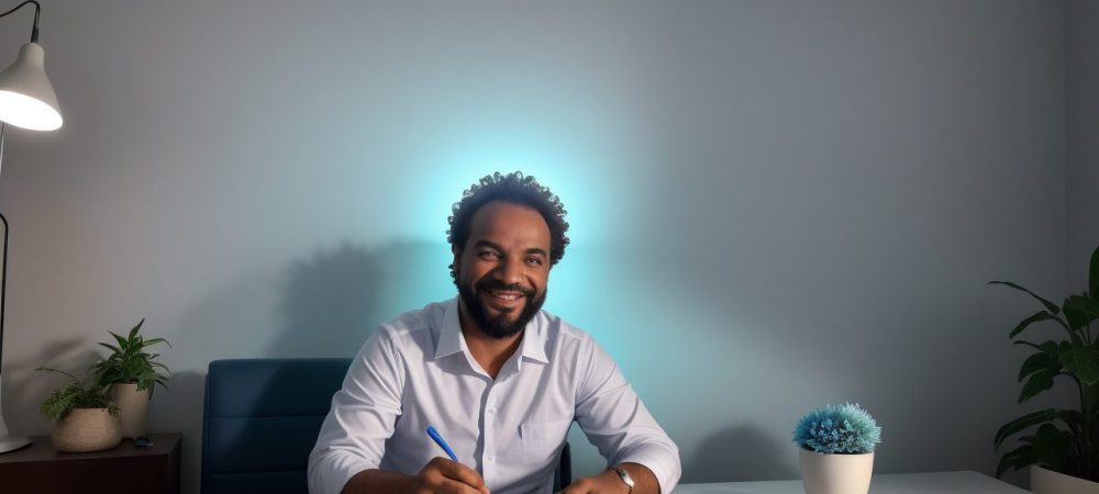 Candidato confiante durante entrevista de emprego, aplicando dicas e estratégias de preparação para se destacar no processo seletivo.