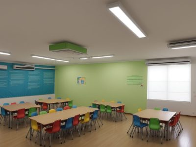 Ilustração de crianças em um ambiente escolar acolhedor, com foco em estratégias de prevenção de bullying e comunicação aberta entre alunos e professores.