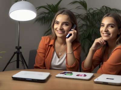 Servidores públicos gravando e editando vídeos com o celular para comunicação e engajamento, utilizando um curso de edição de vídeo.