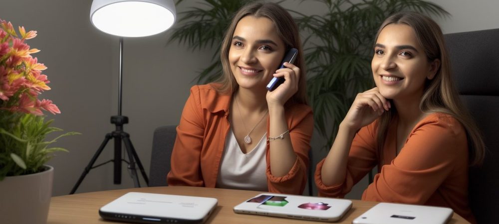 Servidores públicos gravando e editando vídeos com o celular para comunicação e engajamento, utilizando um curso de edição de vídeo.