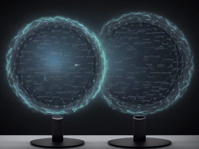 Ilustração de um servidor público trabalhando em um sistema de programação PHP, com código na tela, representando a otimização de processos.