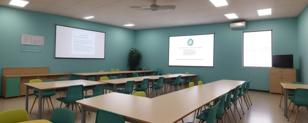 Professor e alunos trabalhando em um projeto de educação física com foco em planejamento esportivo e metodologias ativas.