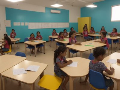 Professor orientando alunos em projetos de educação física, com planos de aula e metodologias ativas