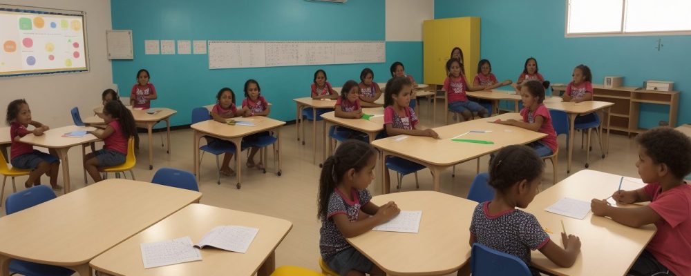 Professor orientando alunos em projetos de educação física, com planos de aula e metodologias ativas