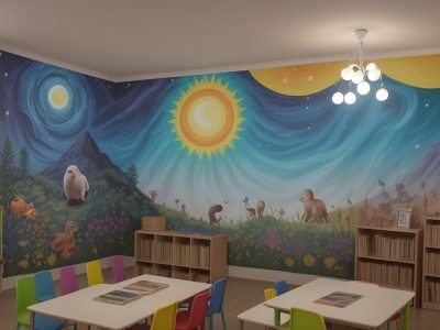 Alunos envolvidos em projetos de leitura dinâmicos e criativos em uma sala de aula