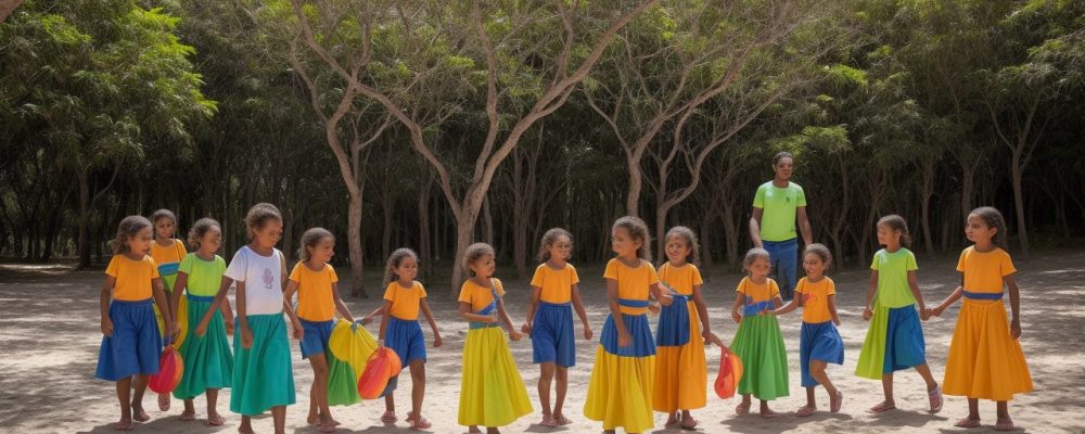 Cena mostrando ações de promoção da saúde em uma comunidade vibrante e engajada, com foco em campanhas e programas de bem-estar.