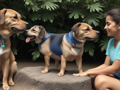 Cão interagindo com tutor em um ambiente acolhedor, demonstrando a aplicação da psicologia canina e reforço positivo para um adestramento eficaz.