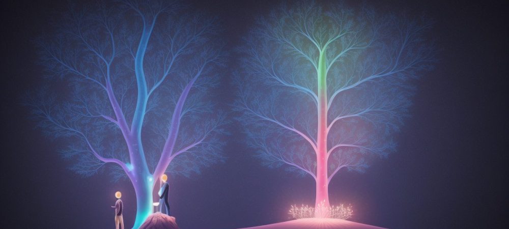 Ilustração mostrando um indivíduo em busca de autoconhecimento e bem-estar, com foco em psicologia do sexo, identidade de gênero e sexualidade na adolescência.