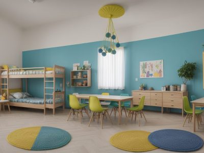 Ilustração de uma sala de aula com alunos interagindo, representando a psicologia da educação em ação, com foco na colaboração e bem-estar.