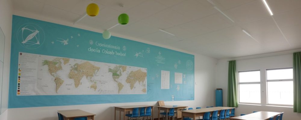 Professor e alunos interagindo em sala de aula, utilizando recursos de psicologia da educação para otimizar o aprendizado.