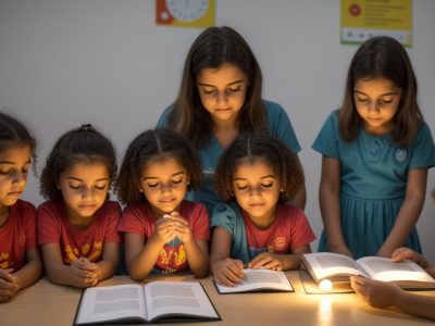 Imagem de uma sala de aula com crianças e um psicopedagogo interagindo, mostrando a aplicação da psicopedagogia para superar dificuldades de aprendizagem e promover a inclusão.